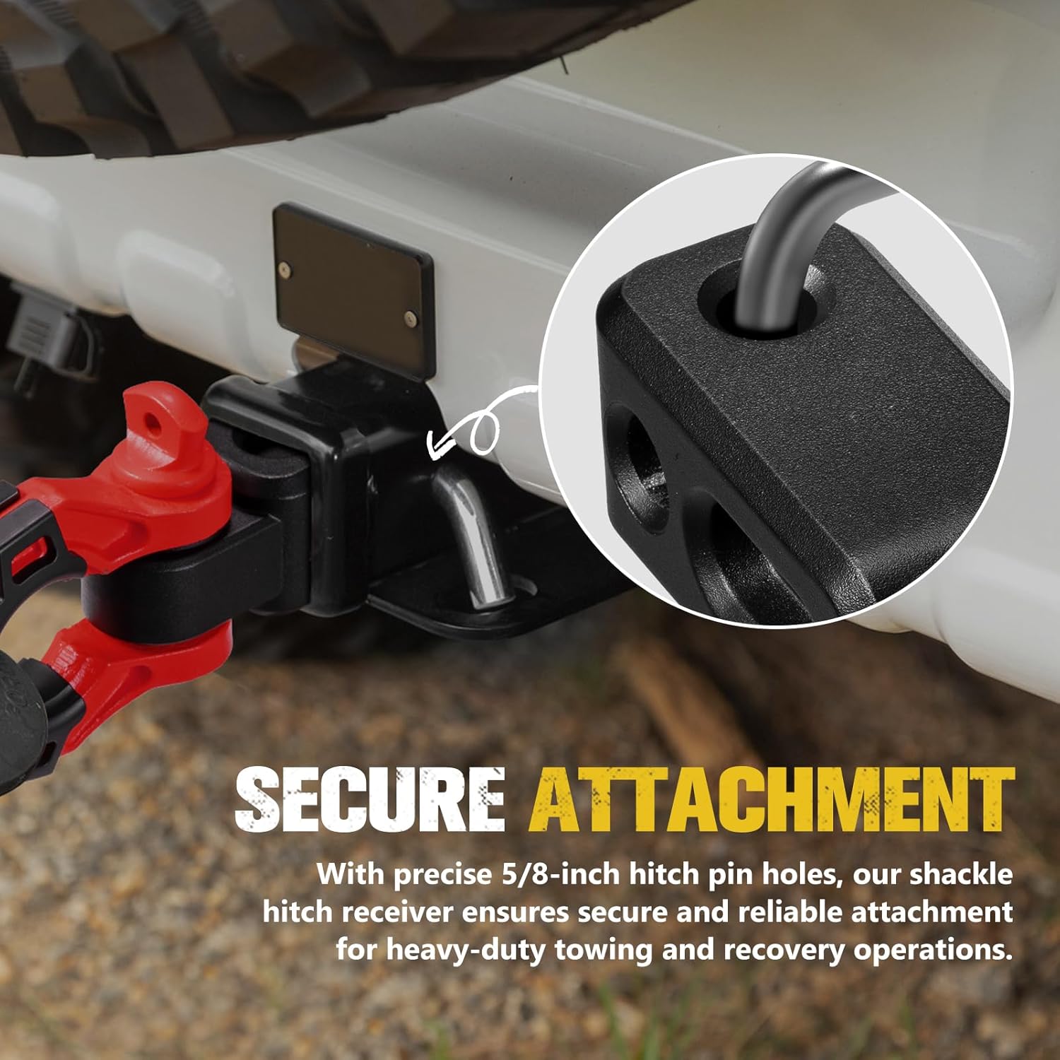 BUNKER INDUST Shackle Hitch Receiver 3/4" D Ring Shackle w/Trailer Hitch-Fits 2" Receivers,Offroad Recovery Towing Accessories for Trucks, Jeep, Pickup,Red