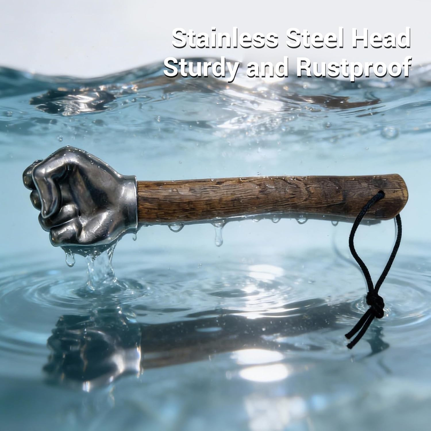 Garosa Fist Shaped Hammer Stainless Steel Head with Shock Absorbing Hardwood Handle for Home Outdoor Camping and Decorative Display