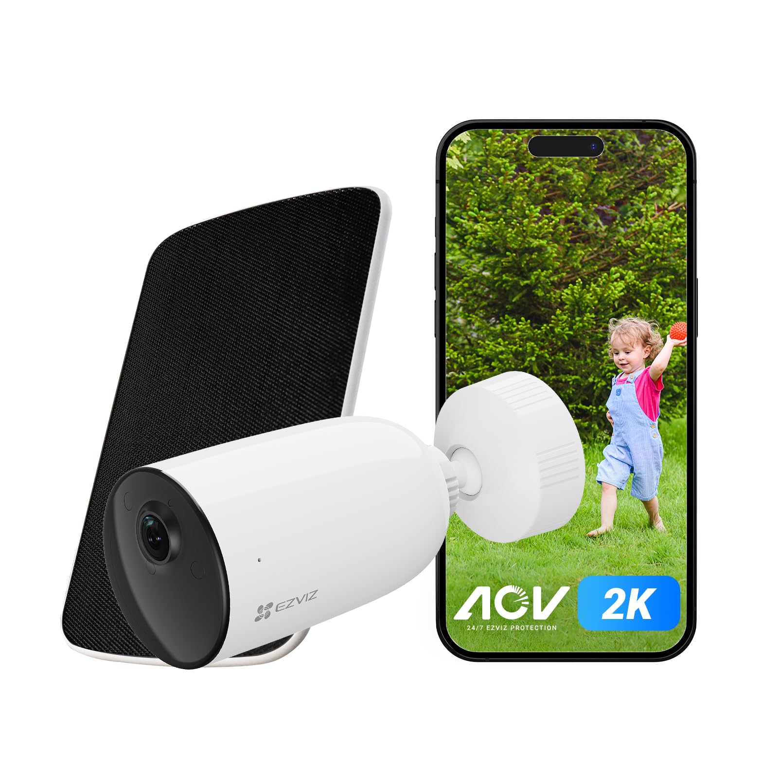 EZVIZ 2025 Solar Camera Wireless, 24/7 Recording HD, CCTV Camera Outdoor, Human Vehicle Detection, Colour Night Vision, 2-Way Audio, 5W Solar Panel Included (CB3 Kit)