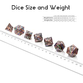 Stripe Metal Dice,DNDND Metallic Glitter Stripes DND Dice with Gift Metal Box for Dungeons and Dragons Tabletop Game (Colorful Stripes)