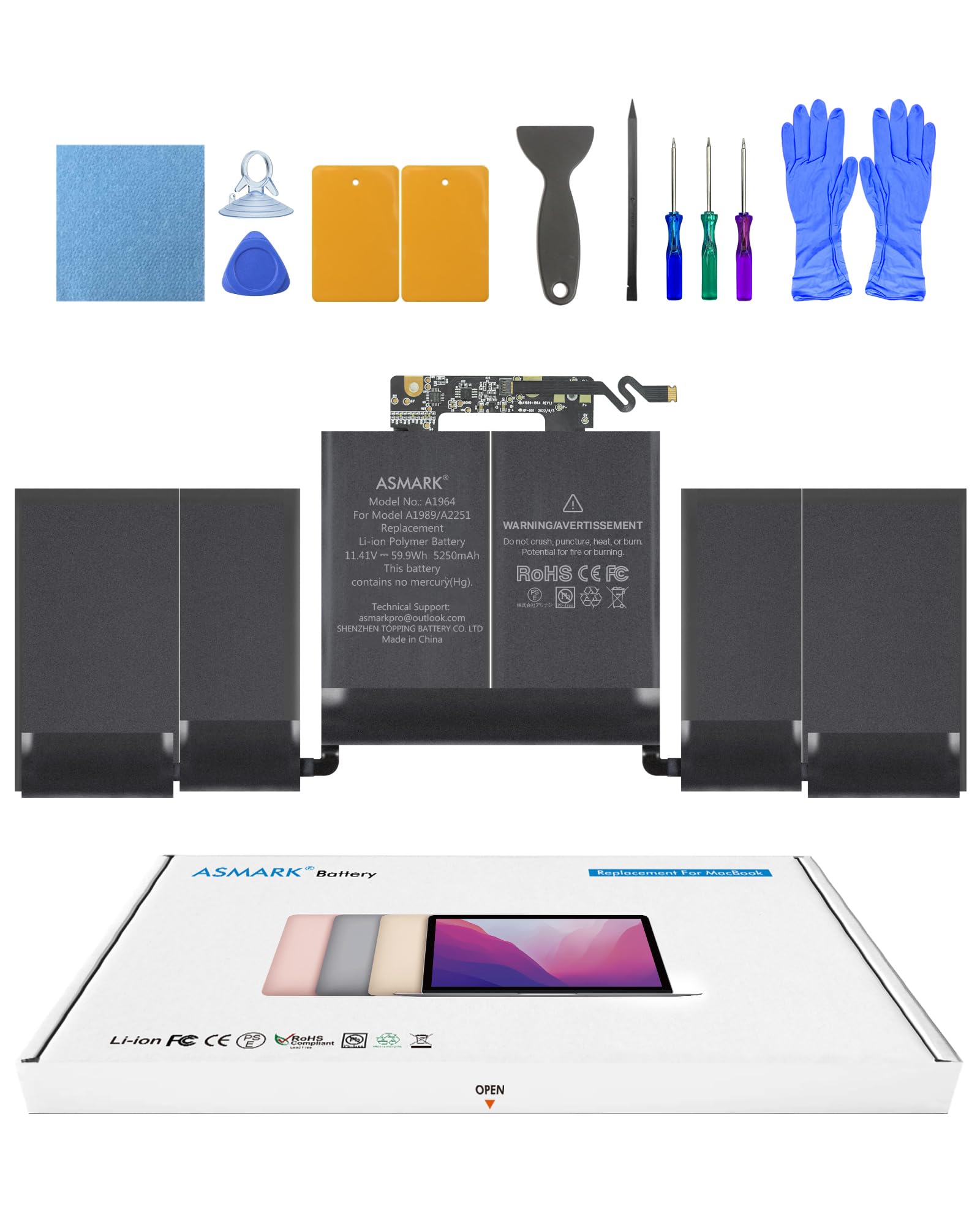 Amazon.co.jp: ASMARK Macbook Pro A1989 バッテリー 交換 適用 13