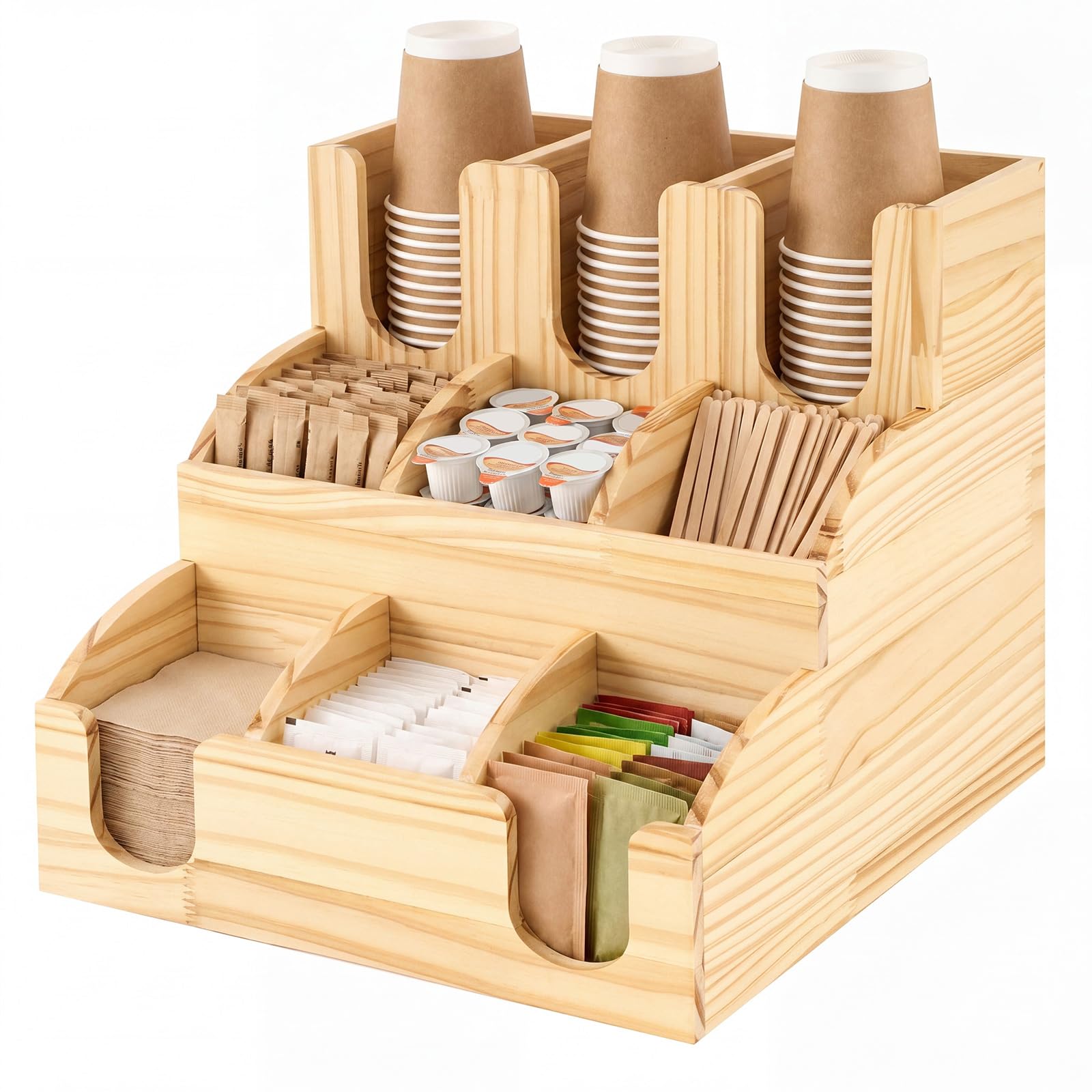 Photo 1 of Geetery 9 Compartment Wooden Coffee Station Organizer