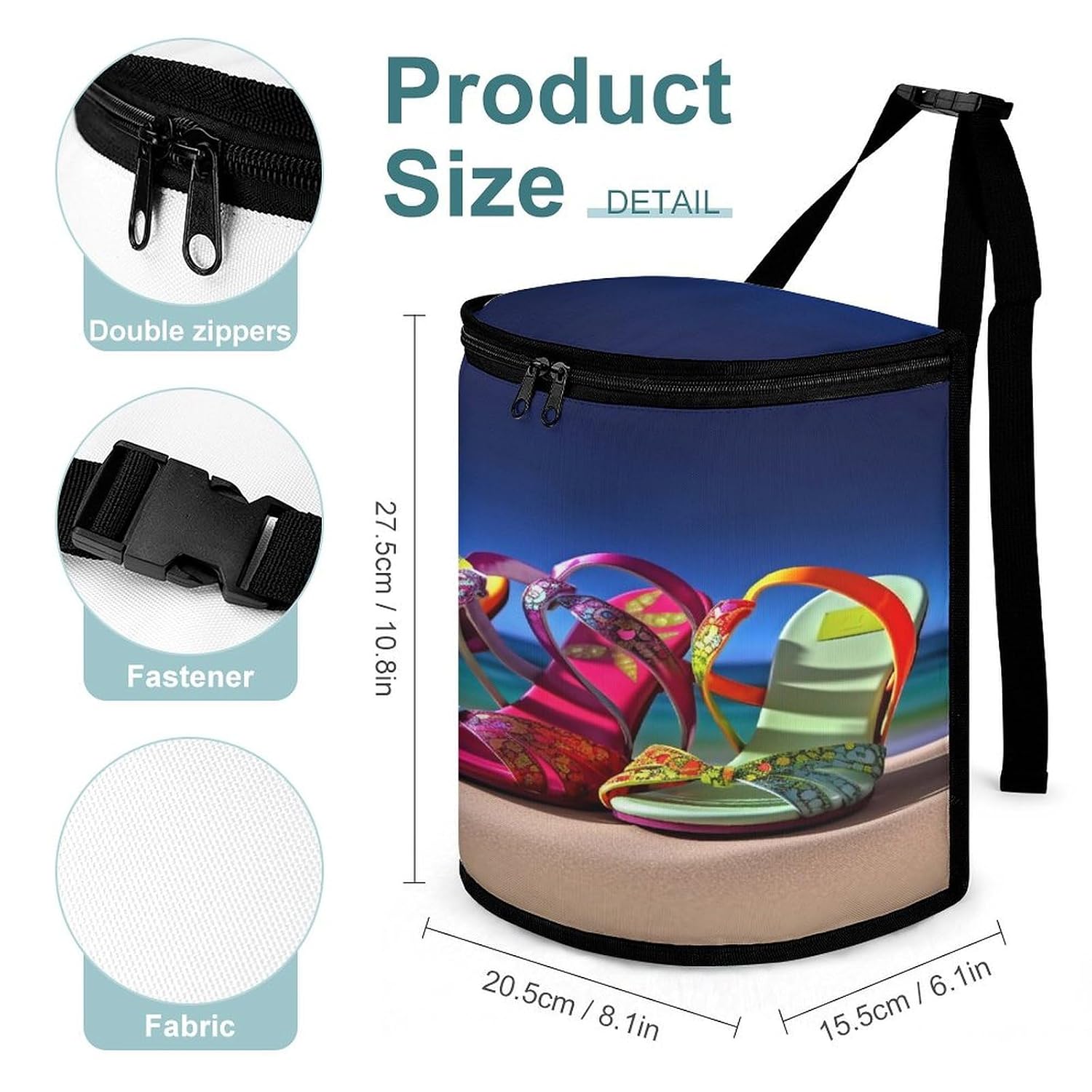 2.3 Gallon Spill-Proof Car Trash Can - Easy Clean Hanging Colorful Sandals Shoes Printed Trash Can - Leak-Proof Lid, Waterproof - Keep Cars, SUVs, Trucks, Minivans Odor-Free