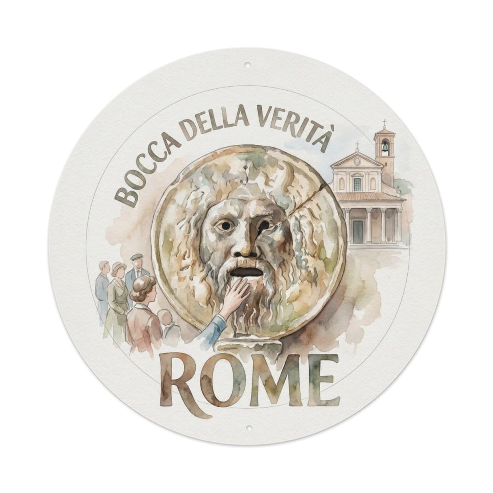 Retro Rome Italy Mouth Of Truth Landmark Travel Metal Tin Sign