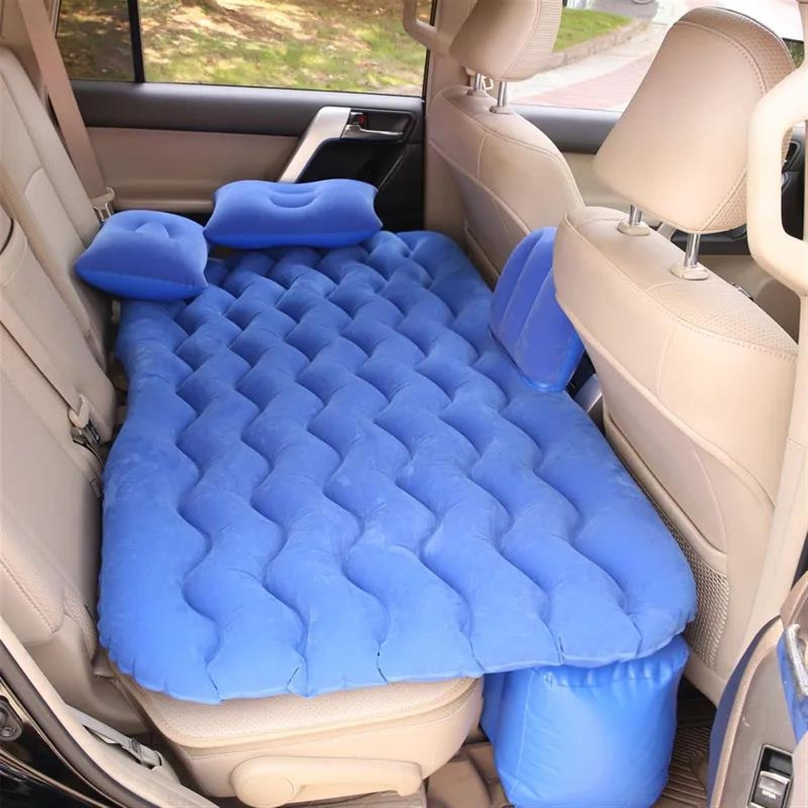 Generico Materasso Gonfiabile da Campeggio, Letto Gonfiabile per Sedile Posteriore Auto, Cuscino Gonfiabile da Viaggio per Esterni, Materiale Floccato Antiscivolo in PVC (Three)