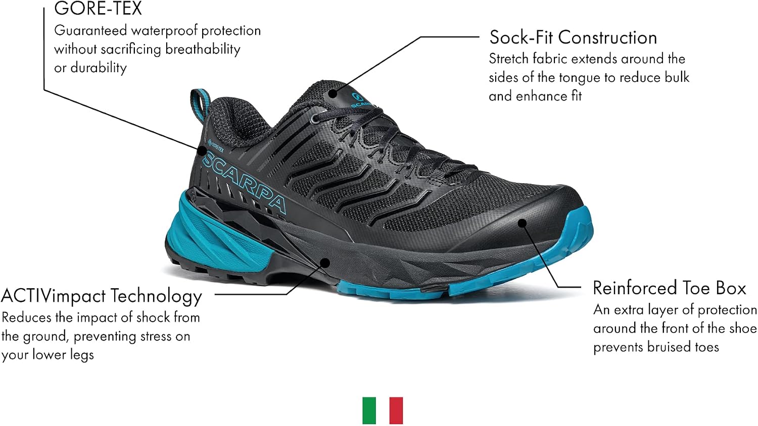 SCARPA Men's Rush GTX Waterproof Gore-Tex Shoes for Hiking and Trail Running