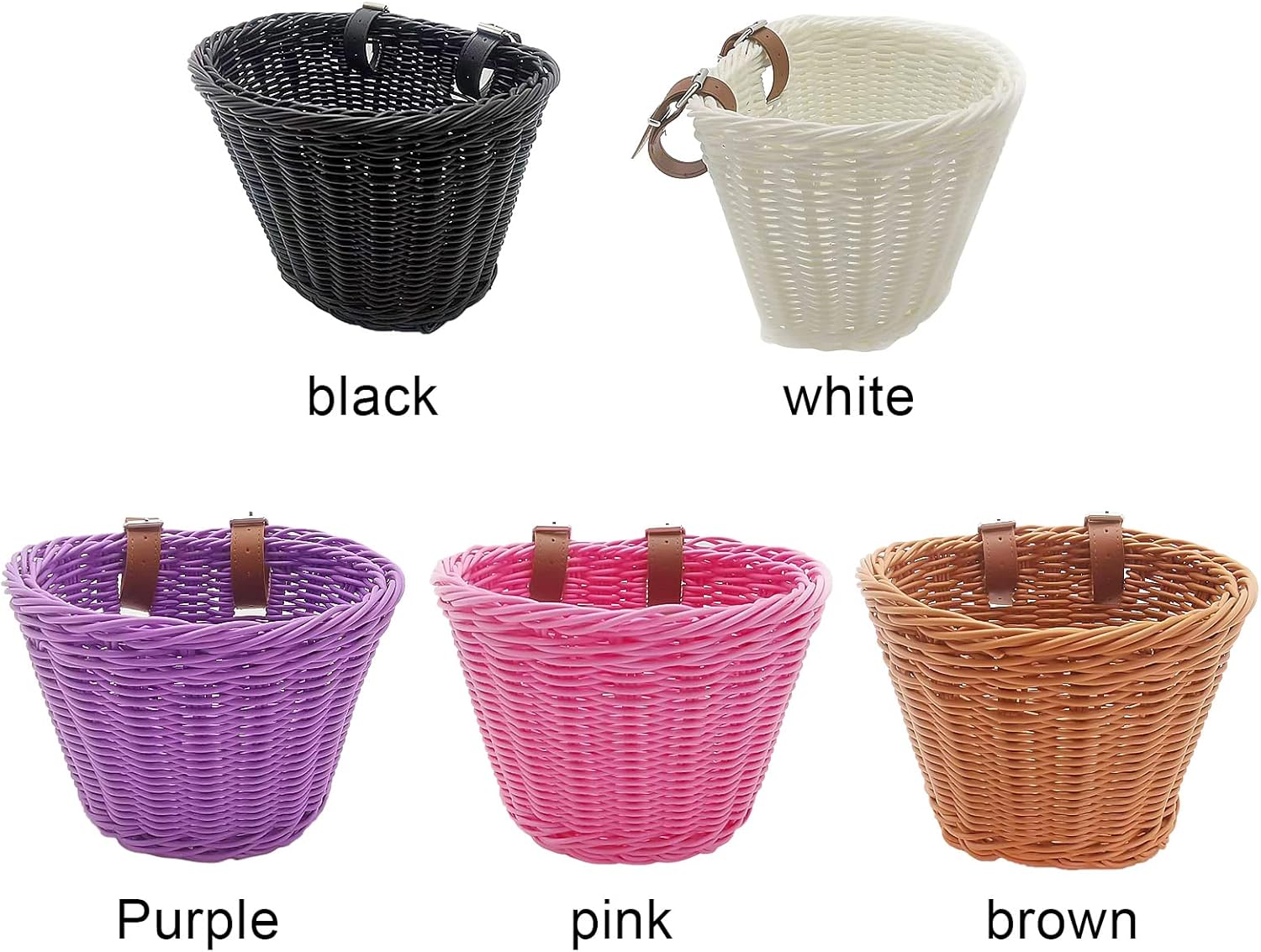 Front Handle Bar Bike Basket, Rattan Bike Basket Tiny Tricycle Baskets, Small Scooter Arts and Crafts Bike Decoration accessorieskit for Balance Bike Tricycle Scooter with DIY Decal, Black