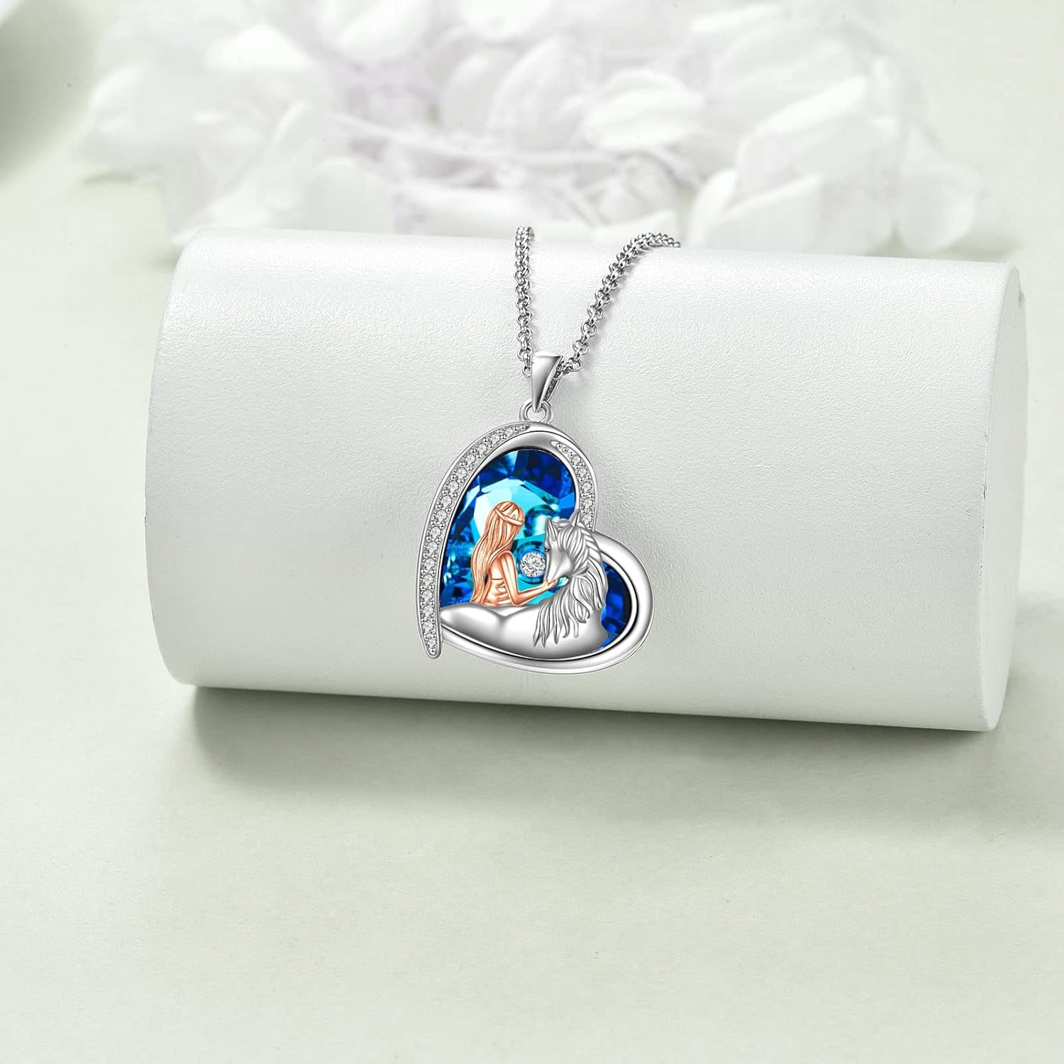 Horse Necklace Women Sterling Silver Crystal Love Heart with Horse Pendant Necklace Jewelry Christmas Gifts for Horse Lovers - Image 3