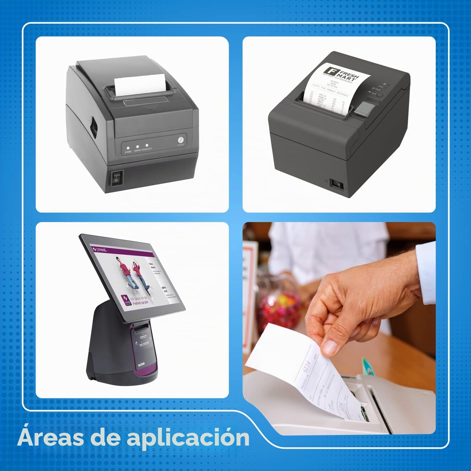 THERMALKING - Rollos Papel Termico 80x80 para Impresora de Tickets - Para caja registradora con impresora de recibos - Papel impresora Termica 80x80x12 - Rollo Papel térmico 80mm x 80mm x 80m - [5x]