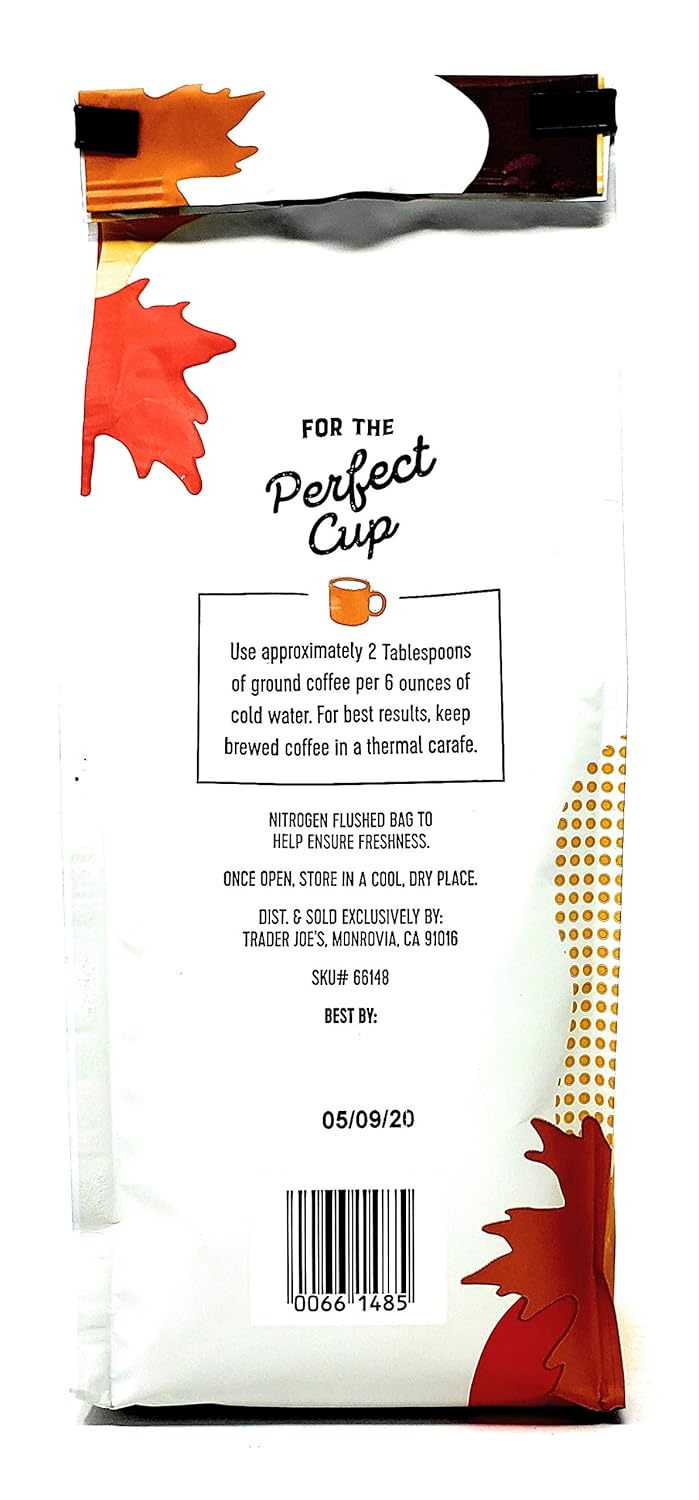 Trader Joes Autumn Maple Ground Coffee - Pack of 2 Bags - 14 oz Per Bag - Seasonal Flavor - 100%% Arabica Ground Coffee - Light Roast