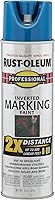 Vista 1 de Rust-Oleum 266575 Pintura en aerosol profesional de distancia 2X y marca invertida, 15 onzas, azul de precaución