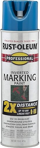 Rust-Oleum 266575 Pintura en aerosol profesional de distancia 2X y marca invertida, 15 onzas, azul de precaución