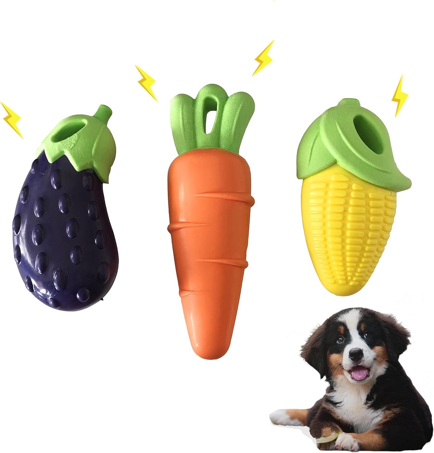 Kattypet 3Pack Chew Squeaky Dog Toys for Small Dogs and Medium Dogs, Puppy Teething Toys, Durable Rubber Indestructible Big Dog Toys,…