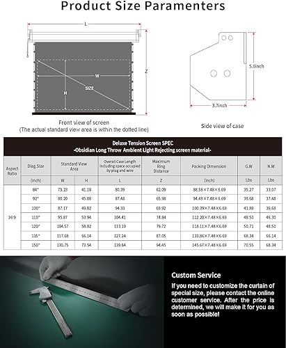 Miniatura 6 de VIVIDSTORM-Pantalla de montaje en techo, carcasa blanca de obsidiana de enfoque largo ALR PRO Deluxe Motorizada, compatible con proyectores de