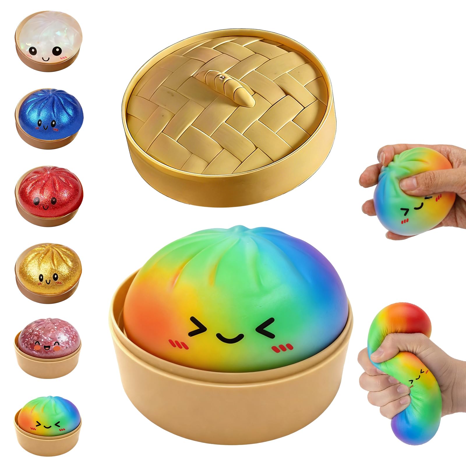 Glitter Dumpling, Glitter Dumpling Squishy with Box, 6 Color Options Dumplings Squishy Toy for Stress Relief (Gold) — view 11
