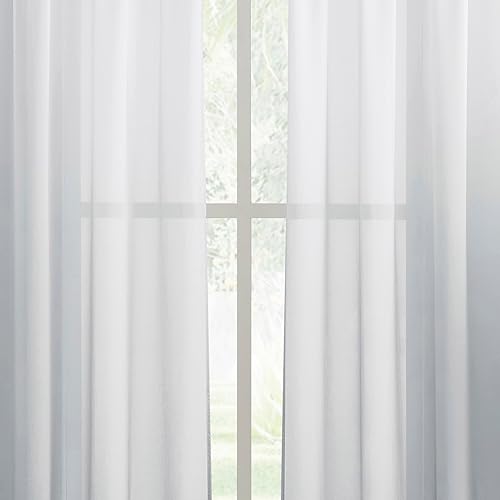 Miniatura 7 de Cortinas traslúcidas de gasa degradadas para sala de estar, bolsillo para barra, color gris degradado arrugado, tratamiento de ventana, privacidad