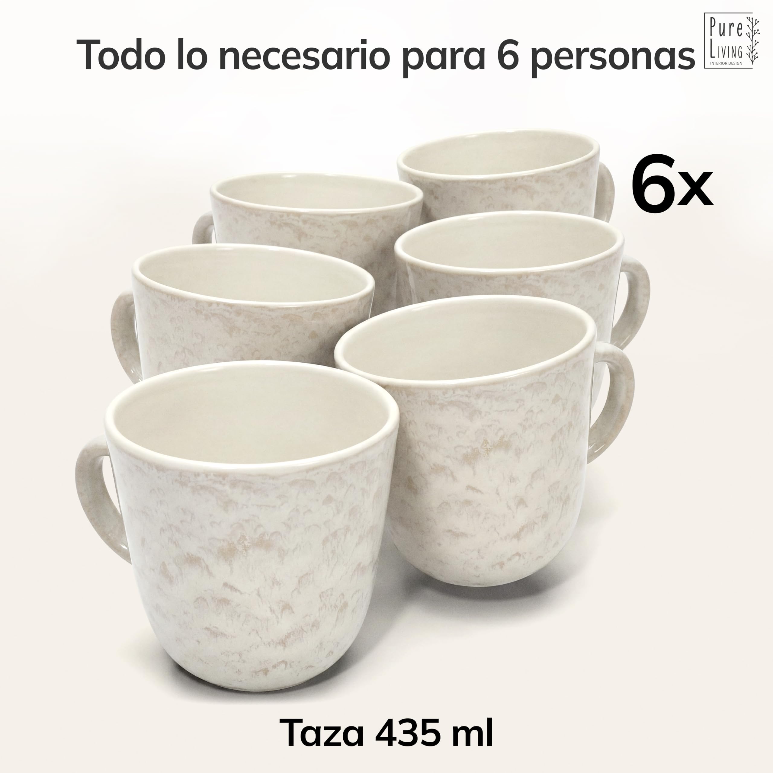 Juego de 6 platos grandes Ibiza - Gres premium, resistente a los arañazos, apto para lavavajillas y microondas - Set de platos llanos para comida de Pure Living en Beige claro