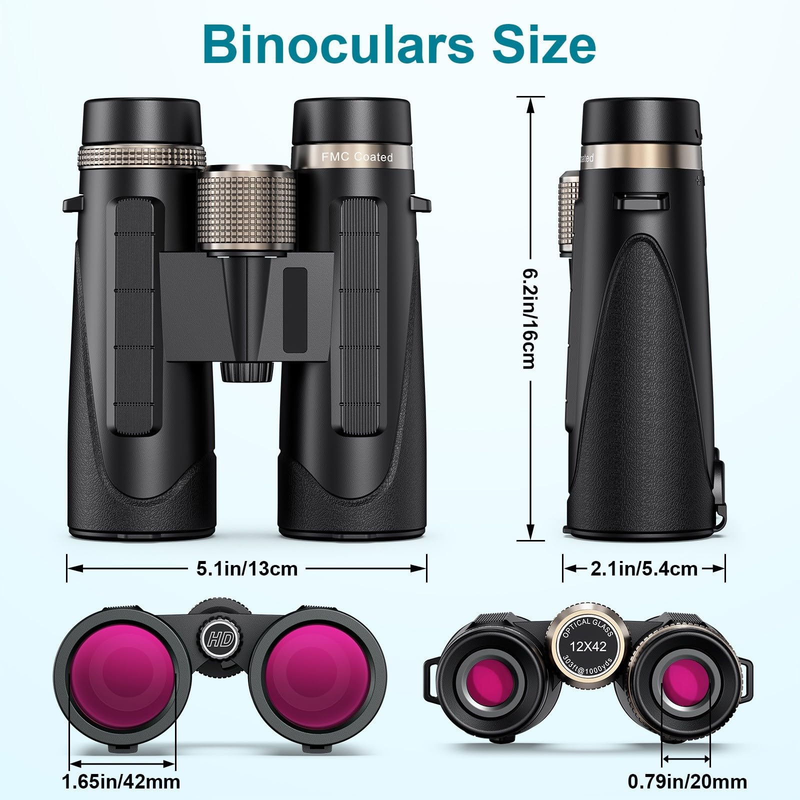 Monocular de 12 x 50 pulgadas, monoculares para adultos, telescopio monocular de alta potencia, con prismas BAK4 y lente FMC, monoculares para observación de aves, senderismo, caza, camping