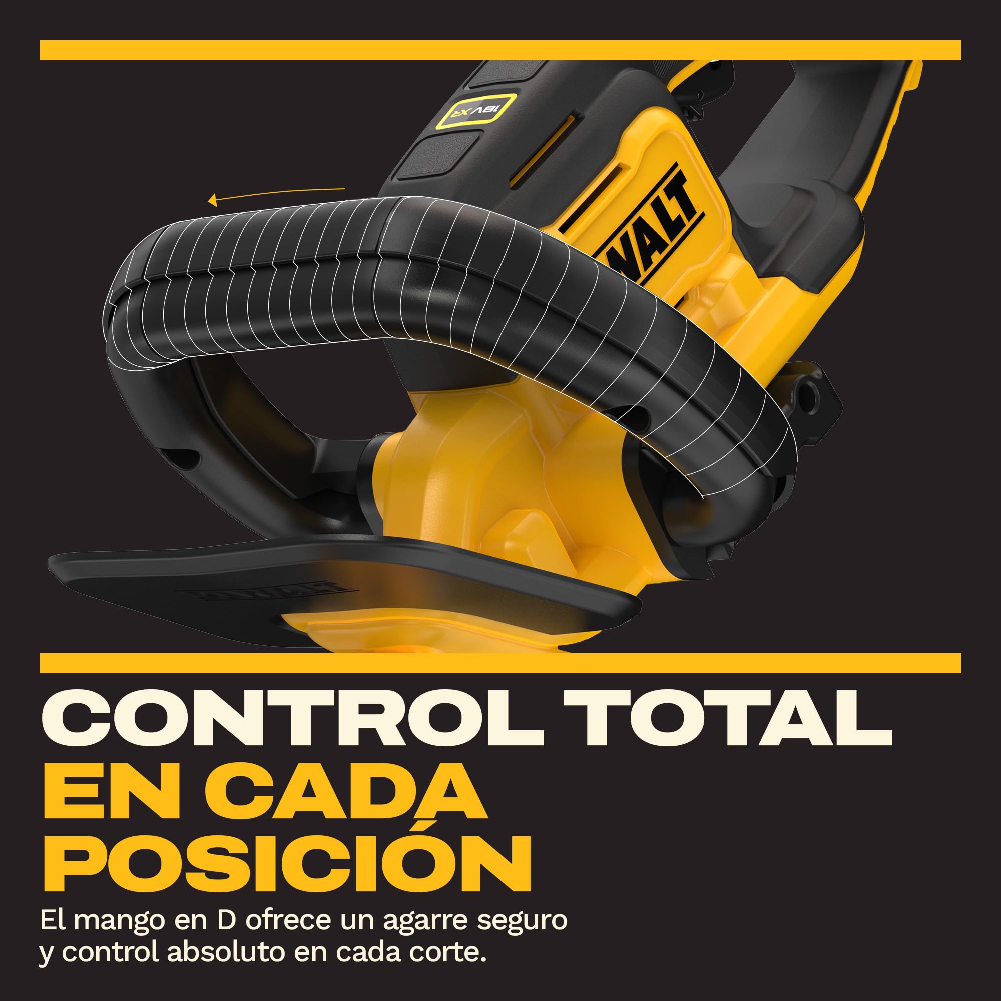 DEWALT Cortasetos 18V XR, diseñado para Cortes rápidos y precisos con su Robusta Cuchilla de 55 cm y Espacio de 19 mm, DCMHT562N-XJ.