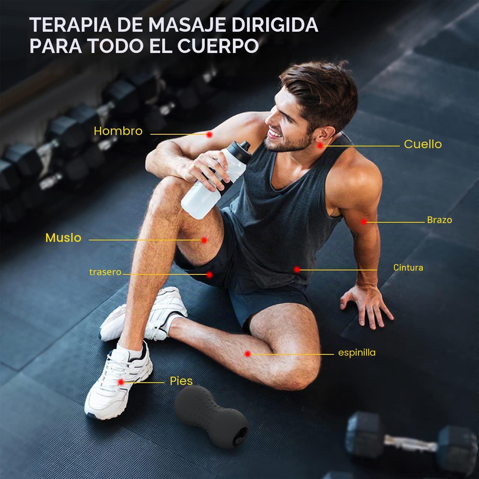 Bola de Masaje Eléctrica,Bola de Lacrosse Calentada con Maní Doble para Liberación Miofascial Masaje Muscular de Tejido Profundo Punto Gatillo Fisioterapia,Alivio del Dolor, Gris