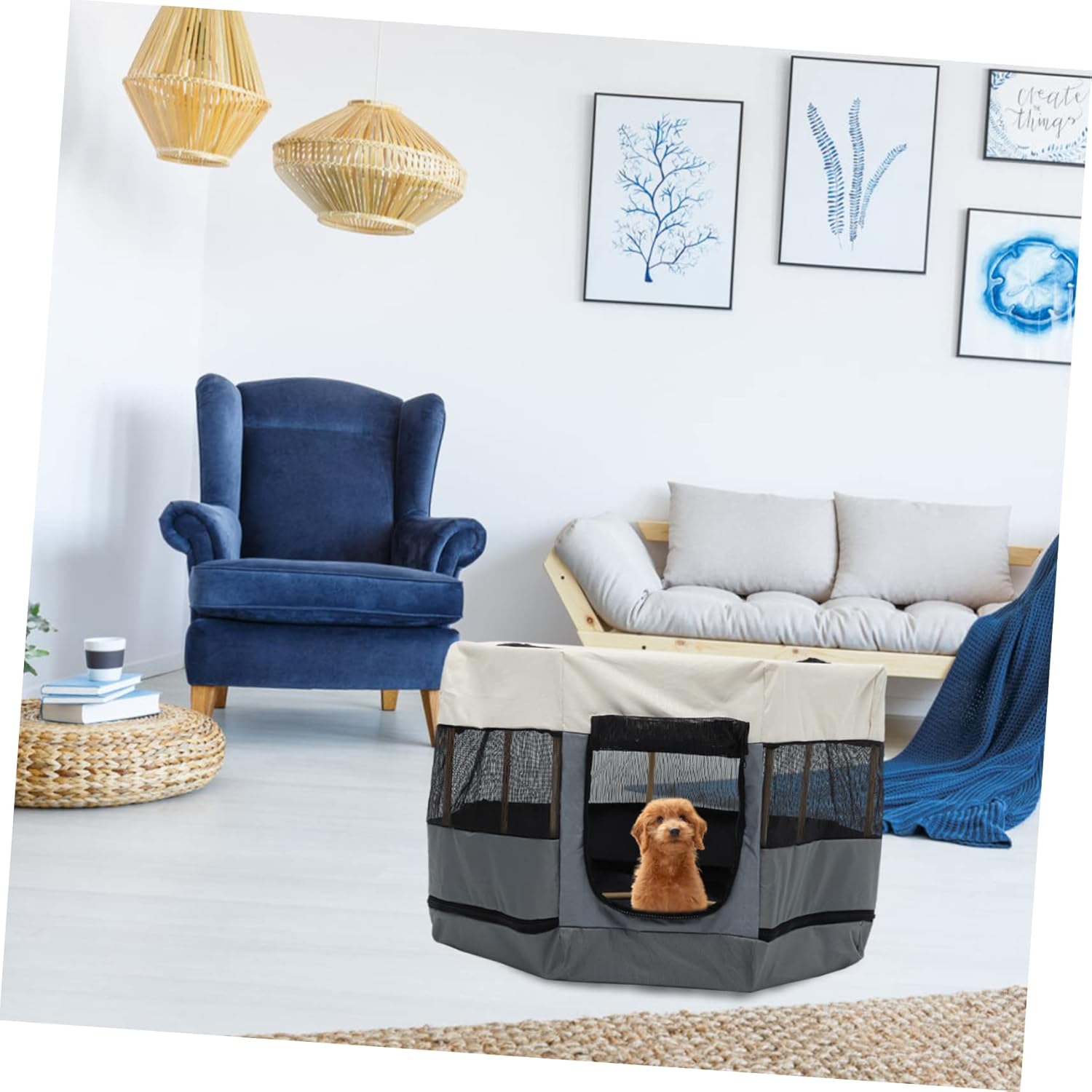 Pet Playpen Cat Condo Enclosure Dog House Octagonal Pet Fence for Outdoor