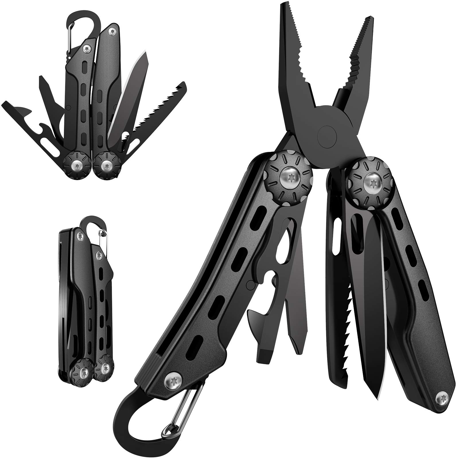 Multitool Pliers Pocket Knife, Professional Stainless Steel EDC Multitool with Safety Lock, Cool Tool Gifts for Men Dad Husband Him with Nylon Sheath