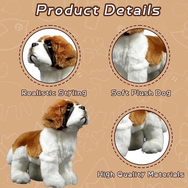 Foto 2 de 8 de lilizzhoumax San Bernardo Perro Peluche 26cm/10”, Perro Lindas muñecas de Relleno de roedores
