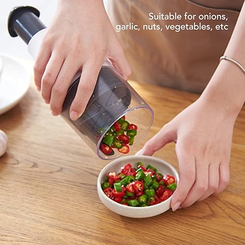Miniatura 7 de Mini picadora de ajo, picadora manual de cebolla, trituradora de ajo, cuchilla de acero inoxidable, picadora de verduras para cebollas y nueces