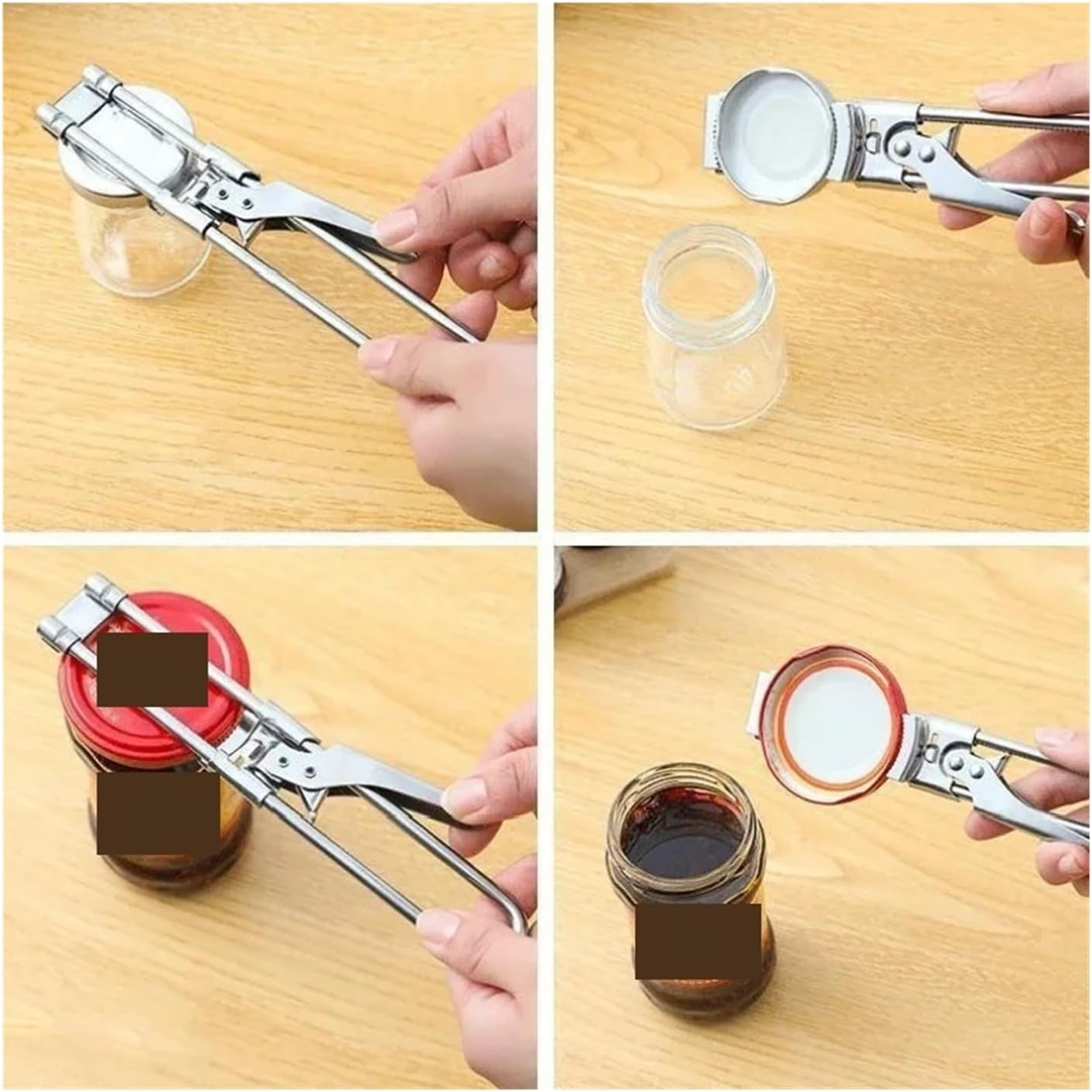 Adjustable Stainless Steel Bottle Opener - Jar and Can Lids Remover for Kitchen Use