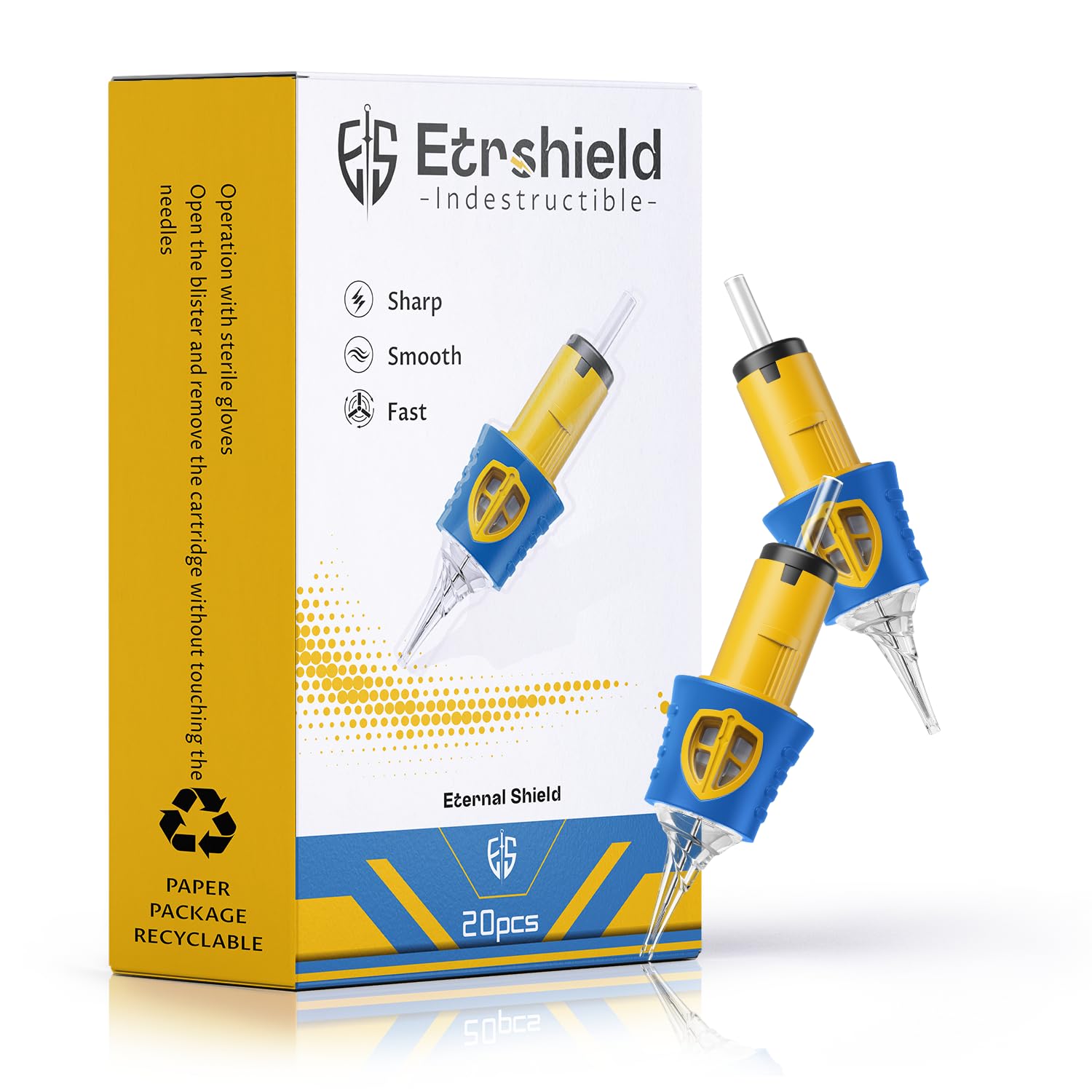 ES Shield Tattoo Needles Cartridges 1205RL, Silicone Grip, 20PCS