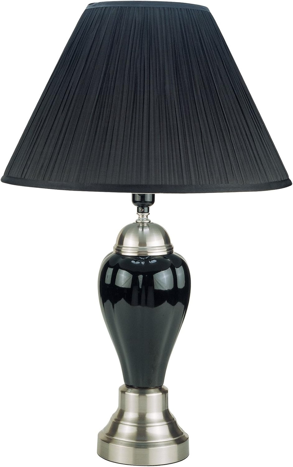 Ore International 6117SN-BK Ceramic Table Lamp, 27-Inch, Black/Silver