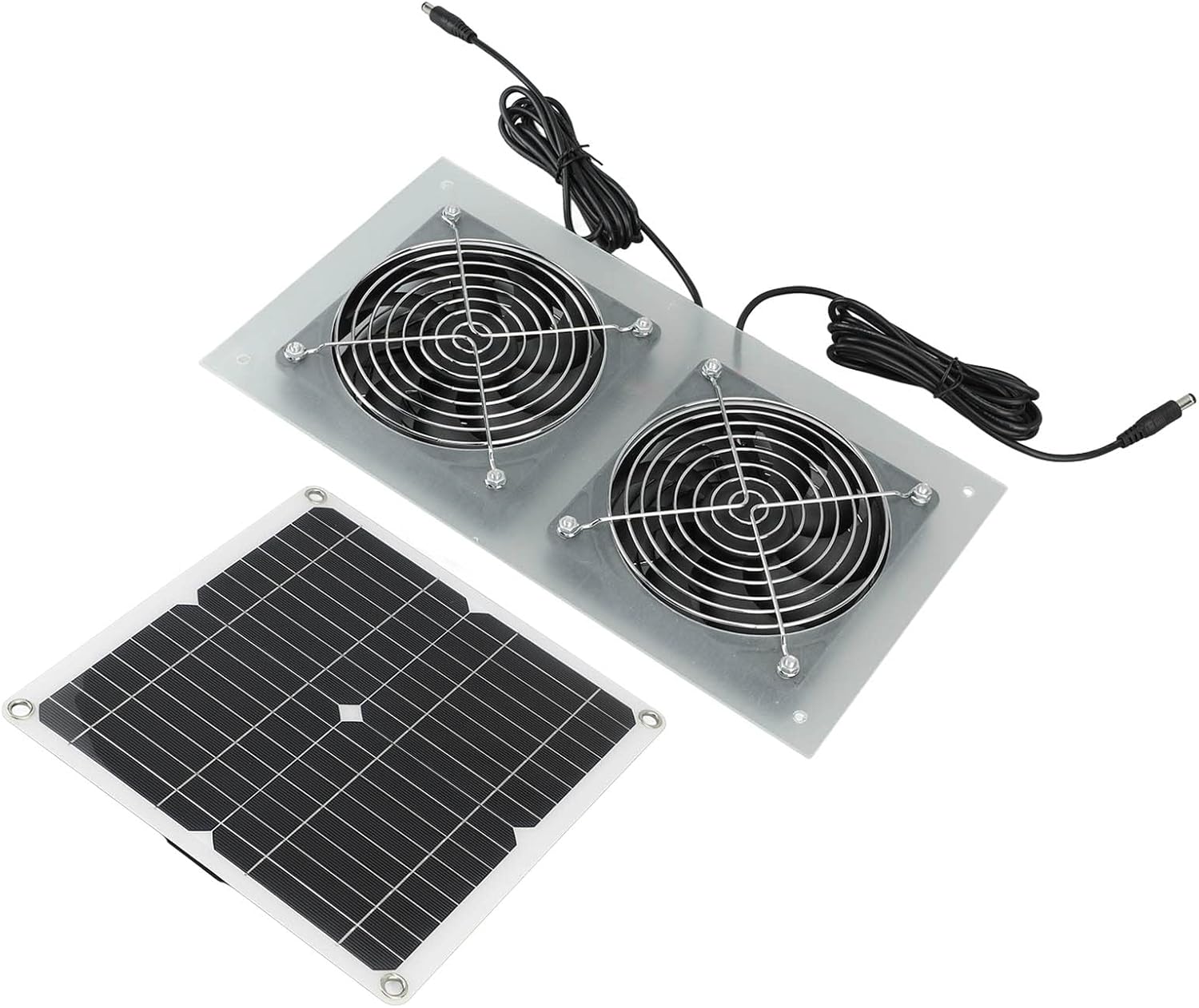 15W Solar Panel Powered Fan, Dual Fan Kit with Enhanced Blades for Chicken Coop Greenhouses Shed Pet Houses Window