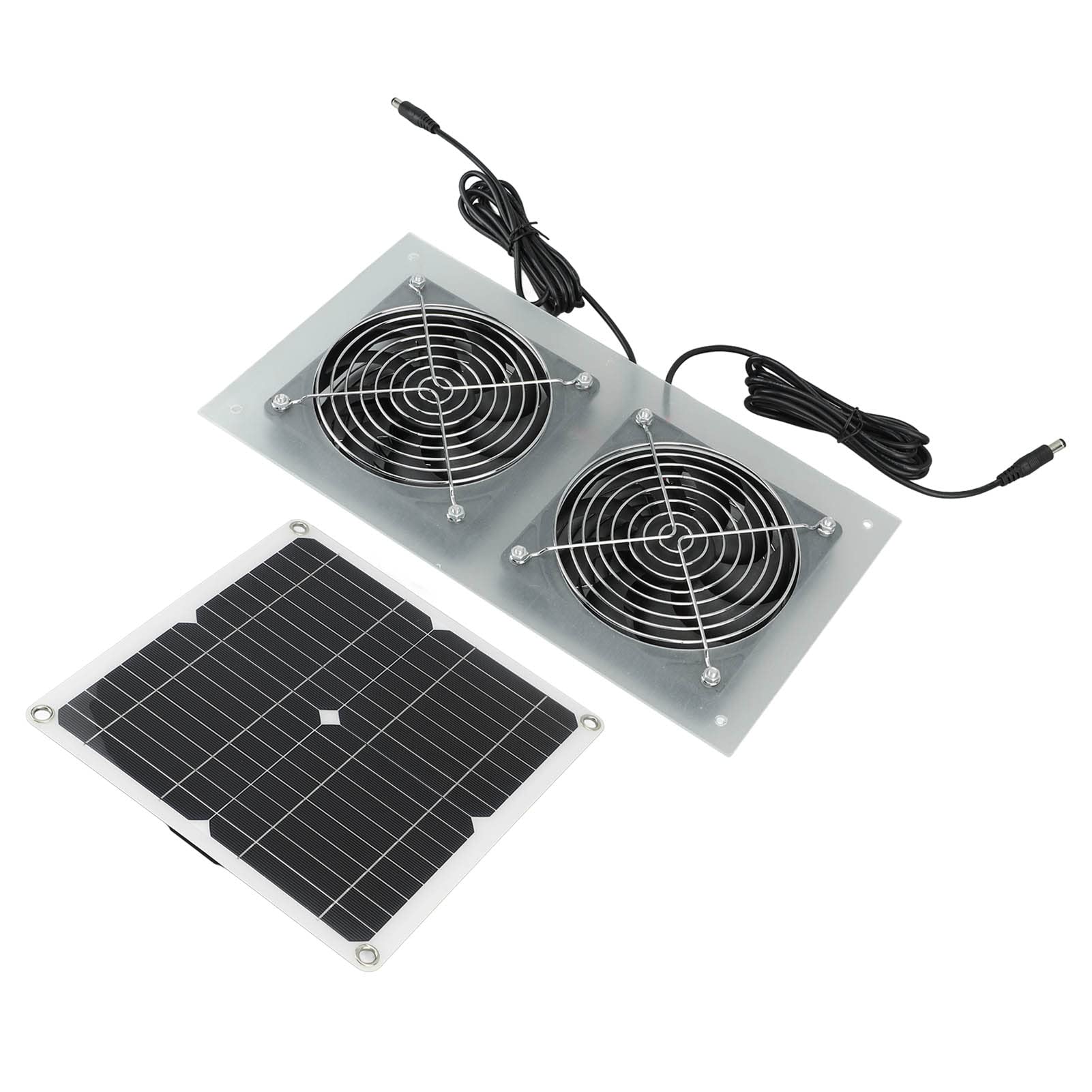 Solarpanel-Set mit zwei Ventilatoren für Gartenhäuser, Fenster für Haustiere, leiser Motor und wasserdicht IP65, ideal für Belüftung und Kontrolle