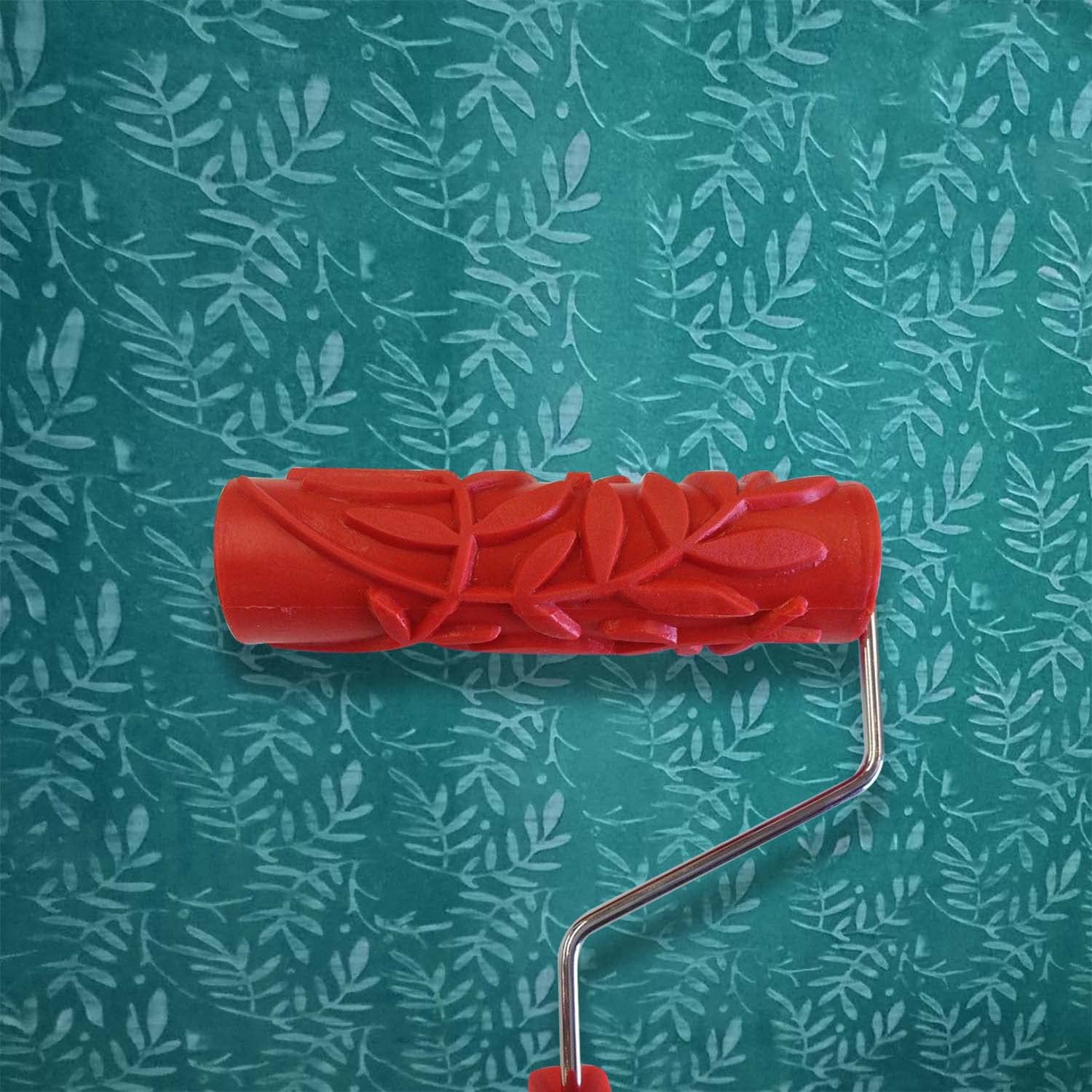 DECORNOWRDM Leaf Patteren Imported Rubber Paint Roller with Handle For Wall Decor (7 inch, Red)… (B09XHDMCF7) Amazon Price History, Amazon Price Tracker