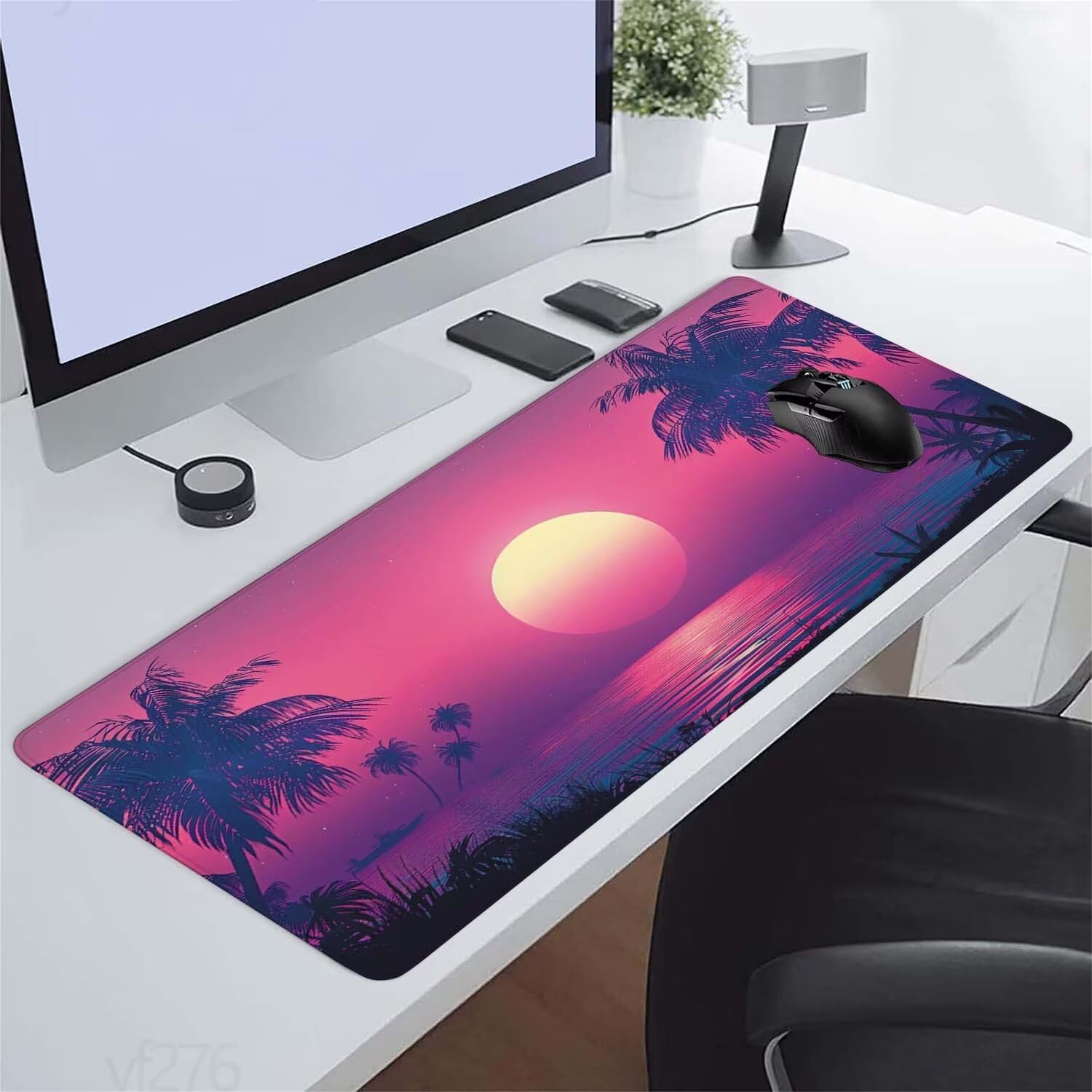 Alfombrilla Ratón Púrpura Alfombrilla Raton 1600x800x3mm,Atardecer Alfombrilla de Ratón Extendida de Gran Tamaño con Bordes Cosidos,Protector Escritorio,Antideslizante,Alfombrilla Ratón Gaming YF-276