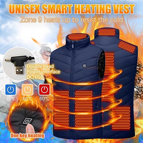 Miniatura 5 de oelaio Heated Vest for Men Women 2023 Fashion Heated Vest with 9 Heat Zones Electric Vest Winter Warm Jacket with Pocket