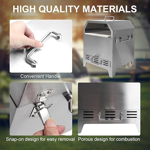 Miniatura 7 de SafBbcue Horno de pizza 4 en 1 para exteriores, 2 capas desmontables exteriores de acero inoxidable más grueso, hornos de madera con piedra para
