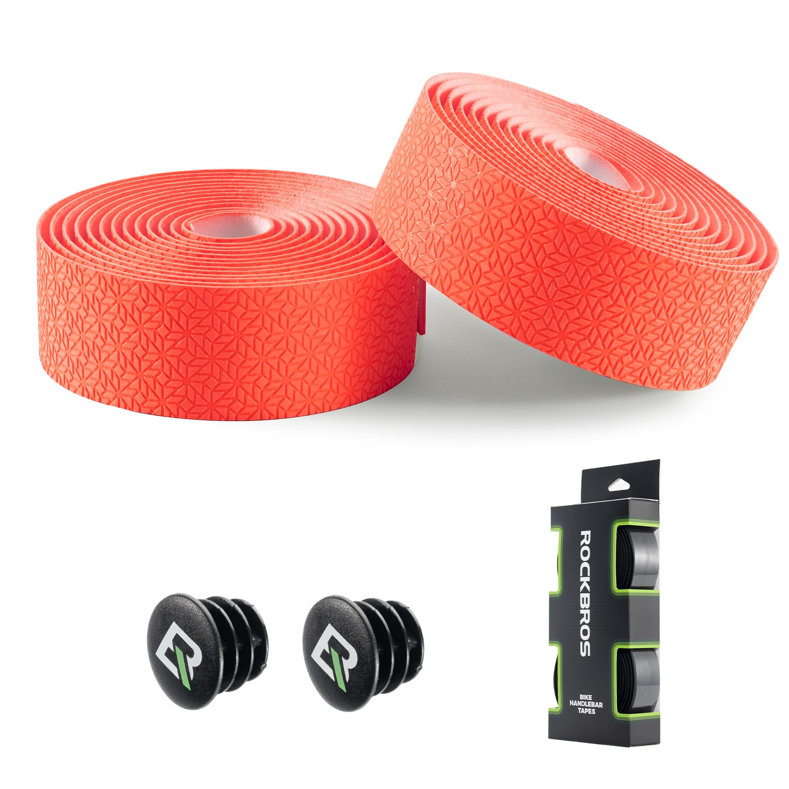 ROCKBROS Nastro Manubrio Bici Corsa 2 Pezzi, Nastro Bicicletta per Manubrio MTB Strada Gravel Antiscivolo Antiurto Accessori Bici 220 * 3mm, EVA, Arancione