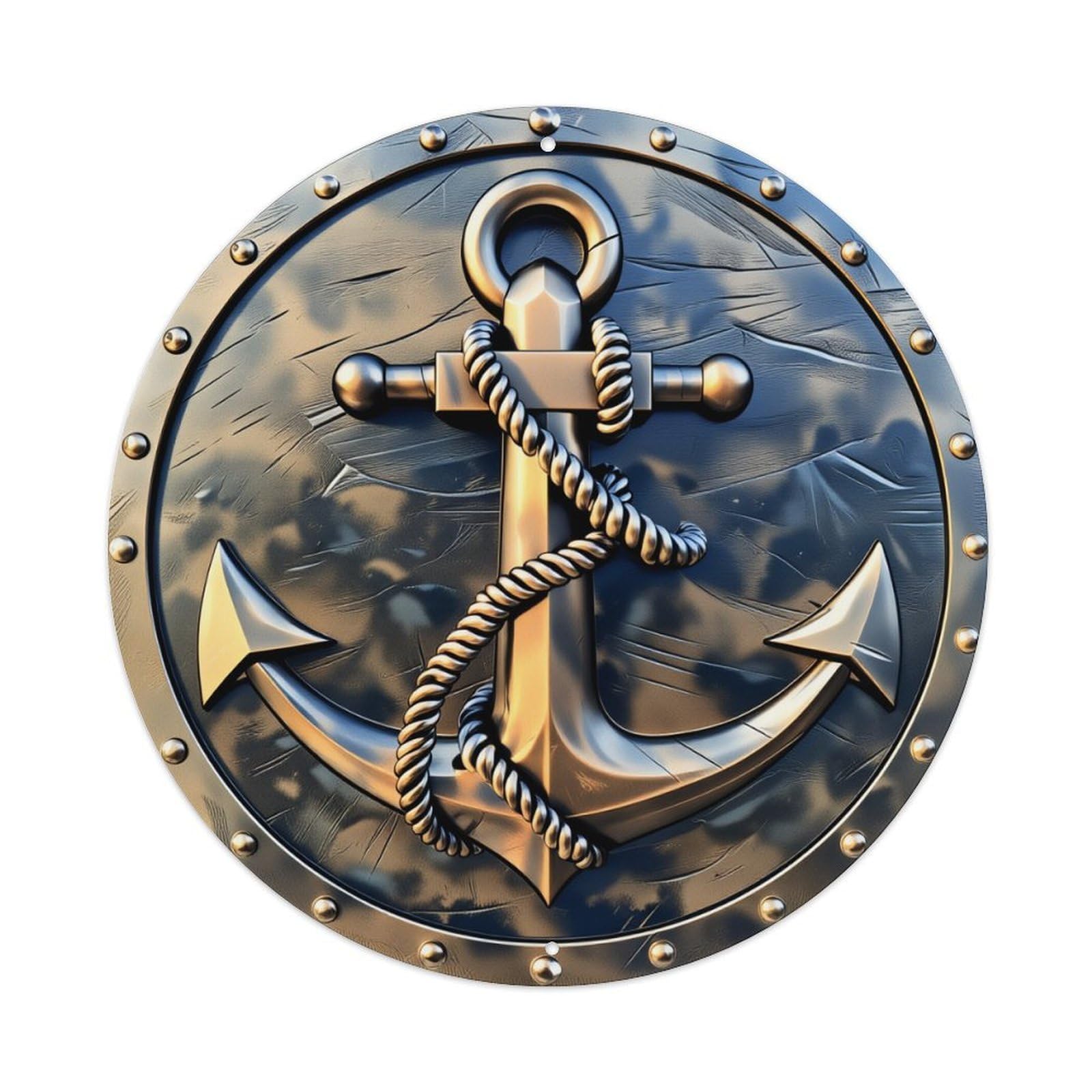 Anchor Rope Shield Metal Design Metal Tin Sign Plaque