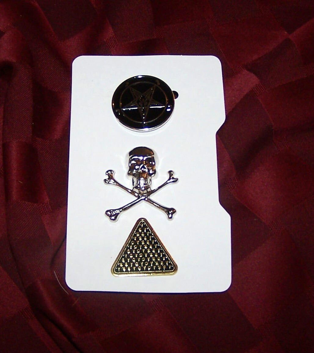 Doomsday Novelty ProductionsSecret Society Wicca Spell Magic Zodiac Devil Baphomet Occult Skull Pin Set Lot