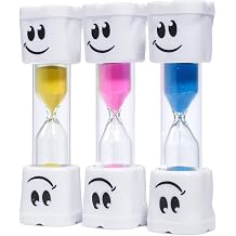 Toothbrush Timer for Kids, 2 Minute Sand Timer Smiley Acrylic Hourglass Teeth Brushing Timer for Kids Boys and Girls, Oral Hygiene Party Favors, Set of 3, Blue, Pink, Yellow Srenta