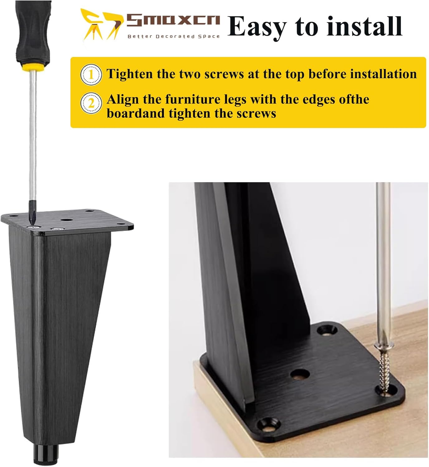 4 inch Brushed Gold Aluminum Furniture Legs Set of 4, Adjustable Metal Dresser feet Made of Aluminum Alloy (Gold)