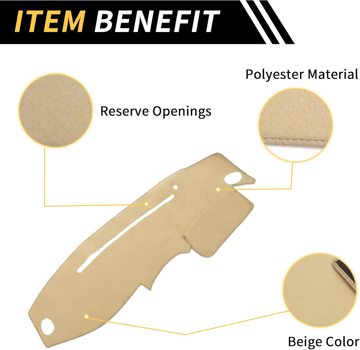 Dash Cover for Ford for Ranger 1995-2011 Dash Board Mat Non-Slip Dash Cover Mat Pad Polyester Center Console Dashboard Cover Pad Carpet Beige