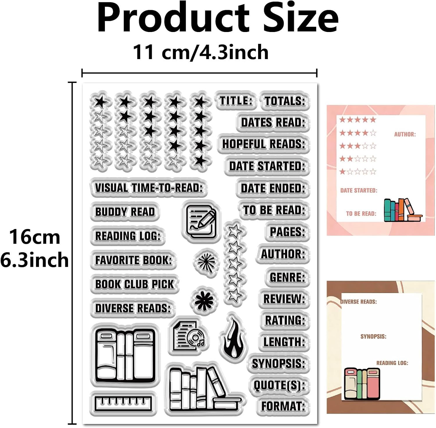 CRASPIRE Diary Journal Reading Clear Stamp for Card Making Rating Star Review Books Rubber Silicone Reusable Transparent Seal for Journaling DIY Craft Scrapbooking Embossing Album Photo Decoration image 2