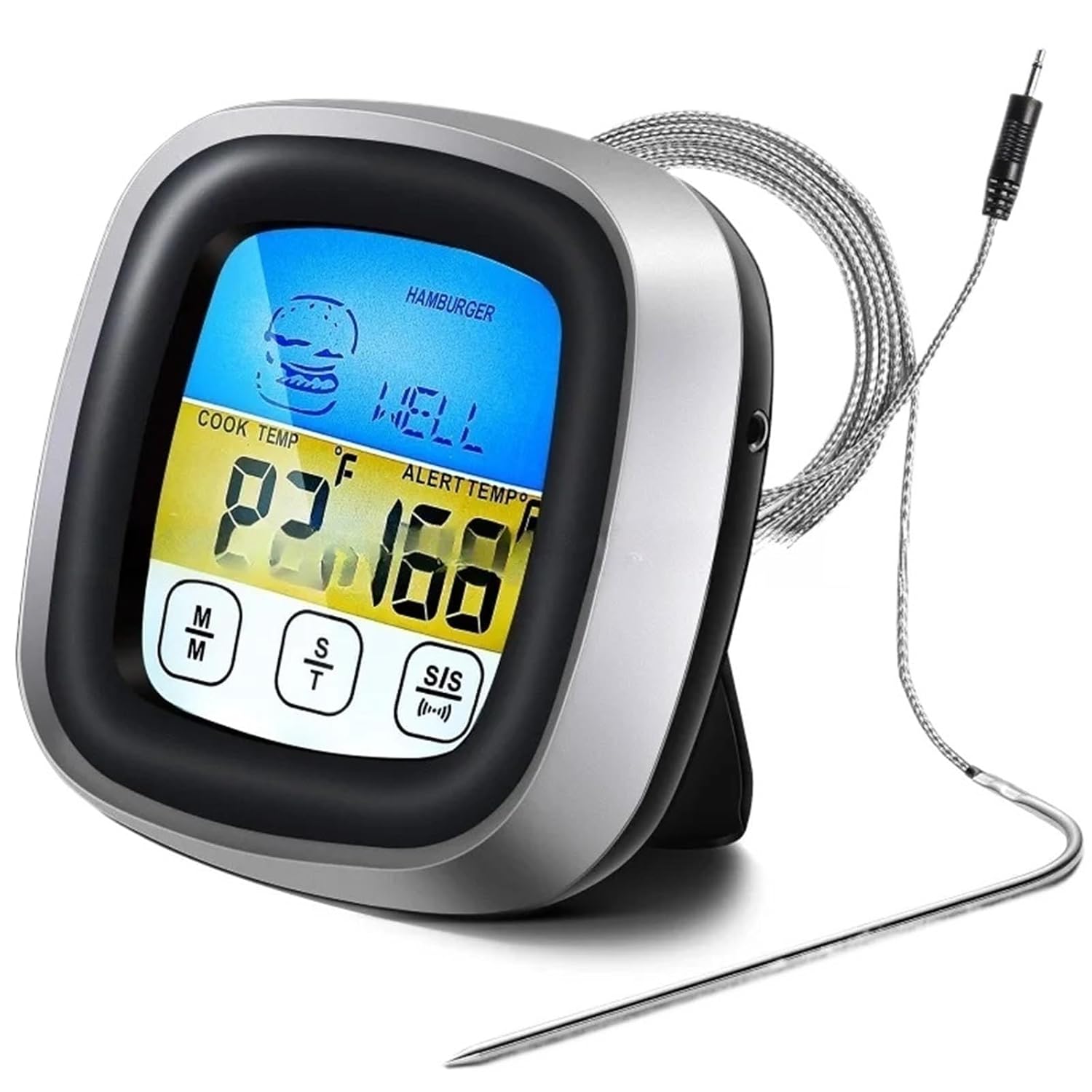 Digital Kitchen Thermometer with Probe Touch Screen Meat BBQ Food Temperature Tool Steak Cooking Timer Baking Grill Thermometer