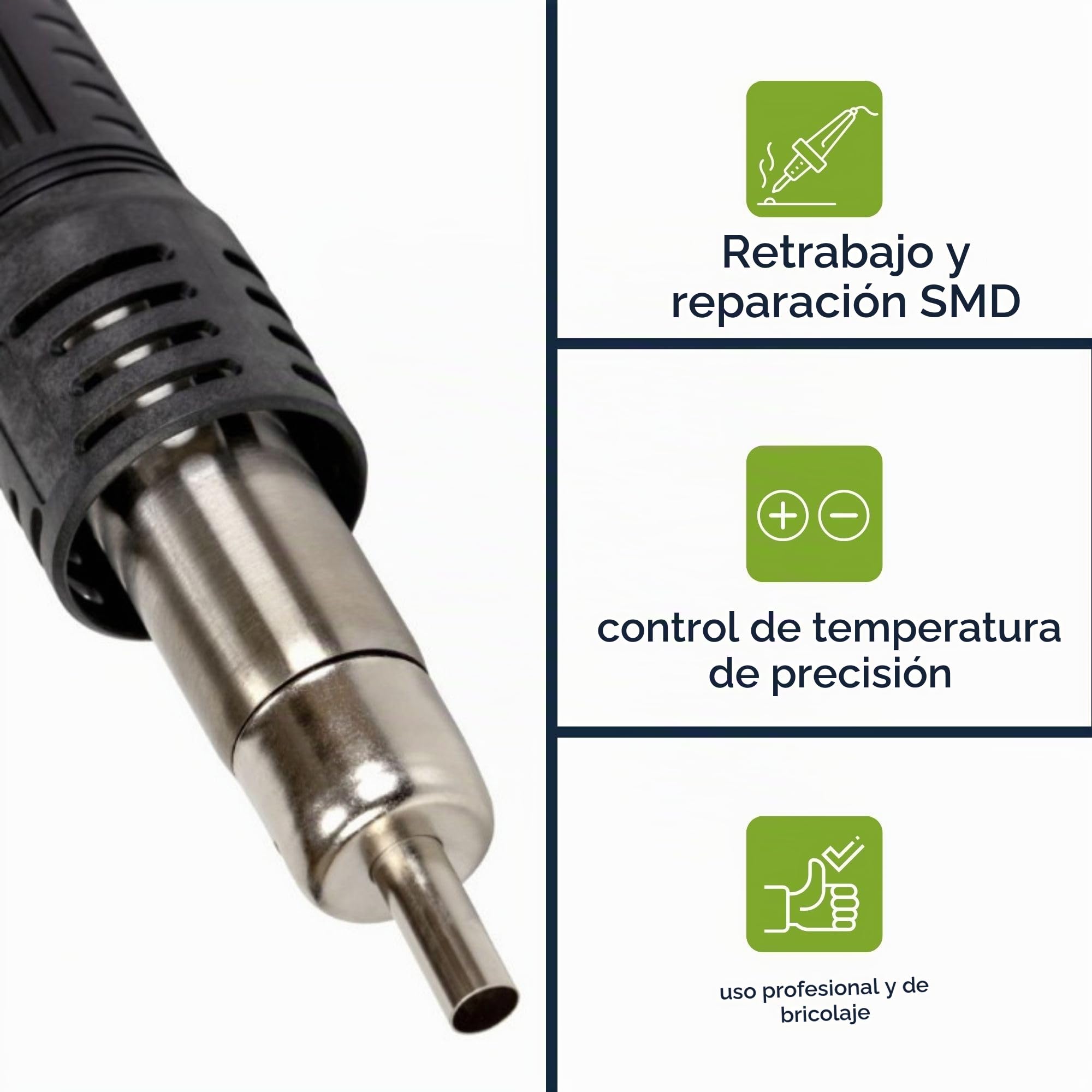 Velleman Estación de soldadura 2-en-1 multifuncional con soldador de 60W y pistola de aire caliente de 300W, control de temperatura por microprocesador, ideal para SMD, PCB y reparación electrónica