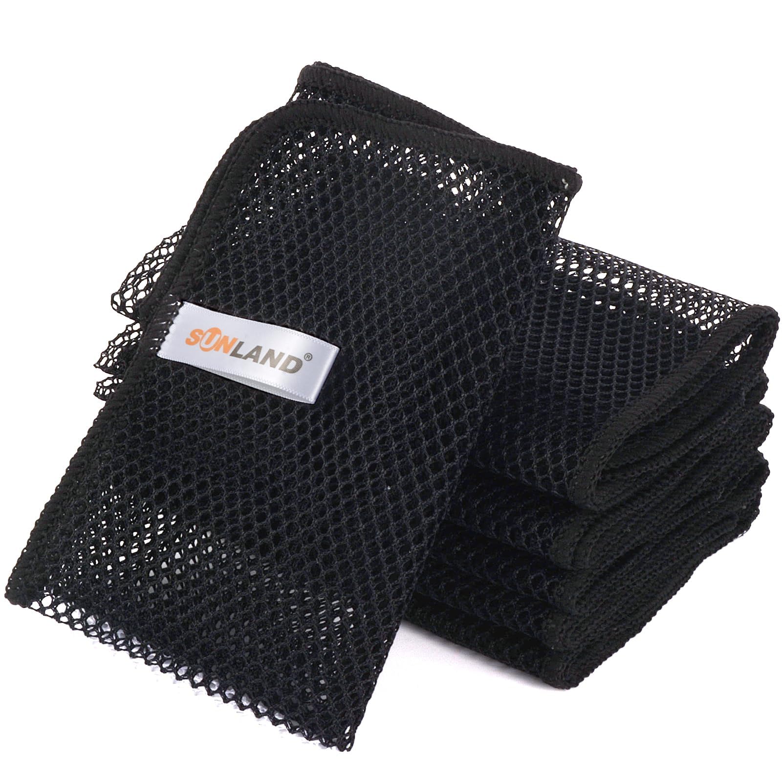 SUNLAND Netted Dish Cloths for Washing Dishes No Odor Dishes Scrubber for Kitchen-Fast Drying and Easy to Clean Mesh Dish Cloth 6 Pack 12Inch x12Inch Black