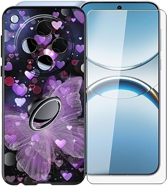for Oppo Find X8 Pro Phone Case + 1 X Tempered Glass Screen Protector, Ultra-Thin Soft Silicone Shockproof Case + Cell Phone Ring Holder for Oppo Find X8 Pro 6.78" - XV16