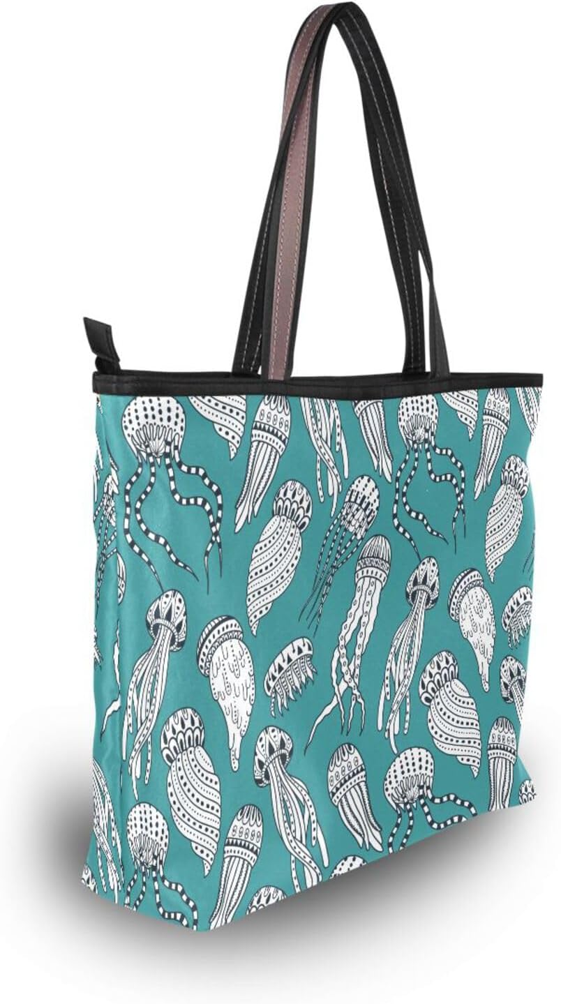 Tote Handbag For Women with Zipper Large Shoulder Bag for Work Camping 2 Sizes Pattern 1