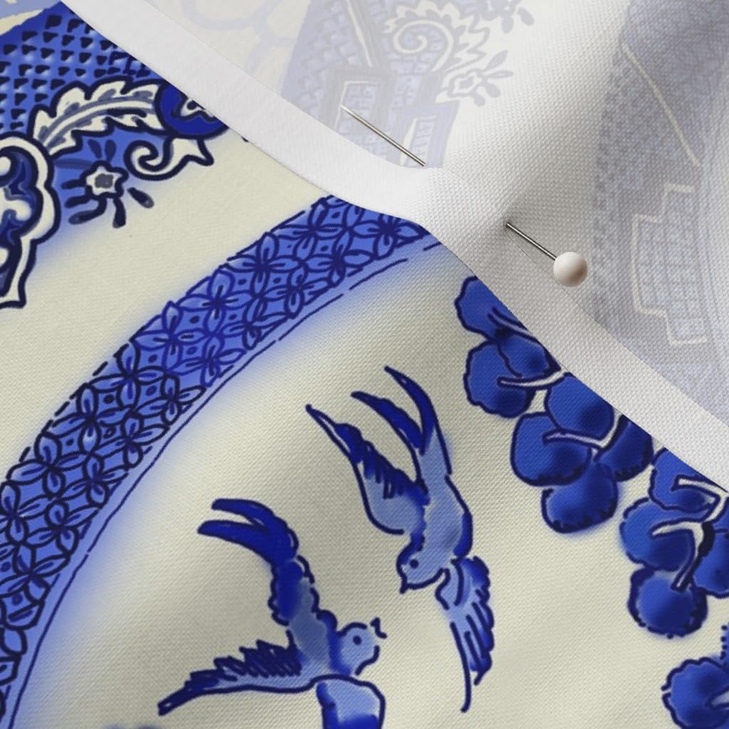 Spoonflower Fabric - Vintage Table China Chinoiserie Antique Decorative Chinese Floral Printed on Petal Signature Cotton Fabric Fat Quarter - Sewing Quilting Apparel Crafts Decor